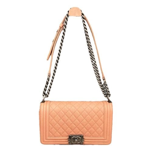 Pre-owned Chanel Boy Leather Crossbody Bag In Pink