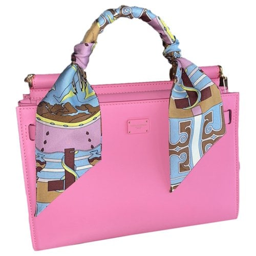 Pre-owned Dolce & Gabbana Sicily 62 Leather Handbag In Pink