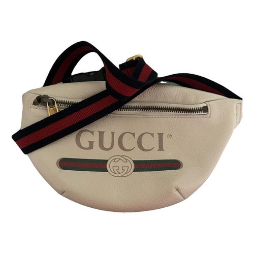 Pre-owned Gucci Leather Backpack In White