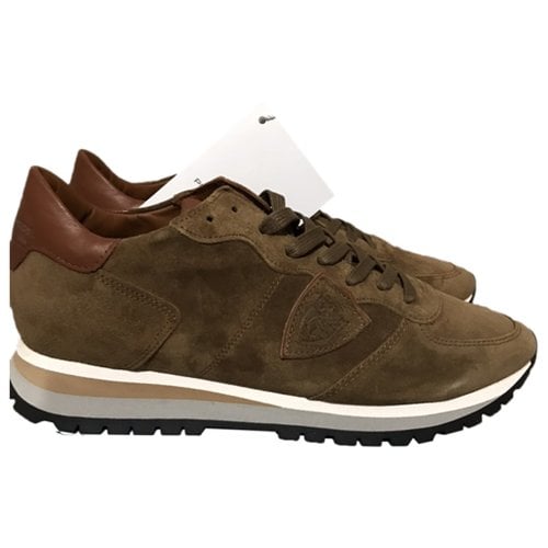 Pre-owned Philippe Model Vegan Leather Low Trainers In Brown
