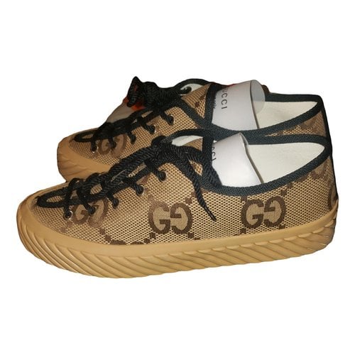 Pre-owned Gucci Cloth Trainers In Camel