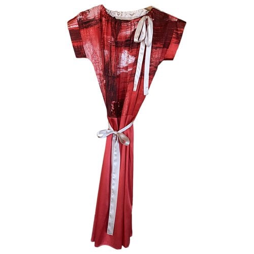 Pre-owned Just In Case Silk Mid-length Dress In Red