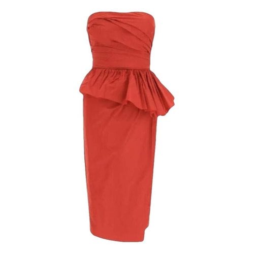 Pre-owned Max Mara Silk Mid-length Dress In Red