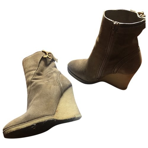 Pre-owned Chloé Ankle Boots In Beige