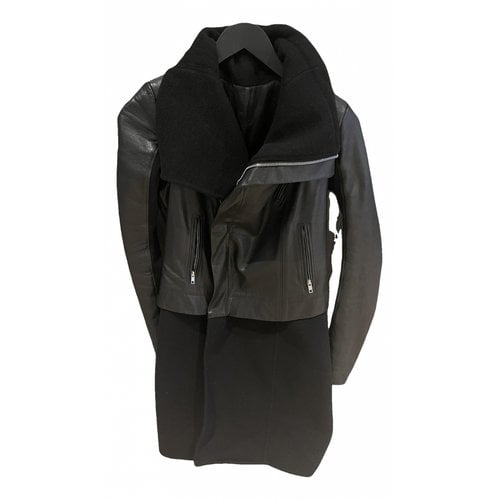 Pre-owned Rick Owens Leather Coat In Black