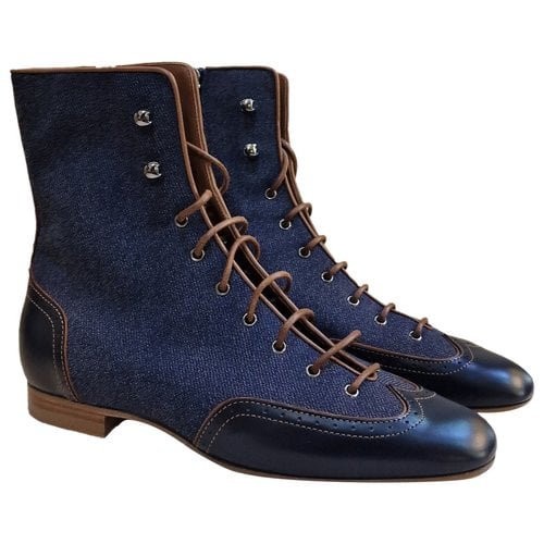 Pre-owned Giorgio Armani Leather Boots In Blue