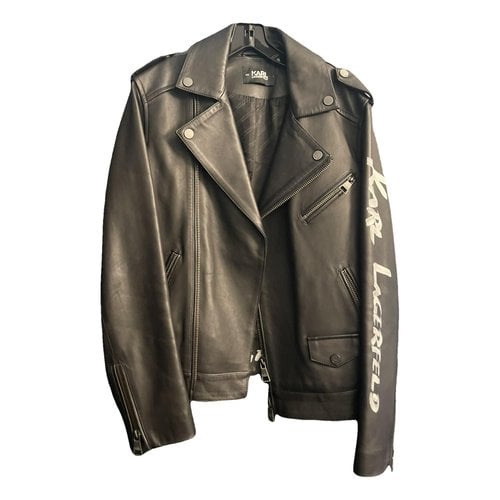 Pre-owned Karl Lagerfeld Leather Jacket In Black