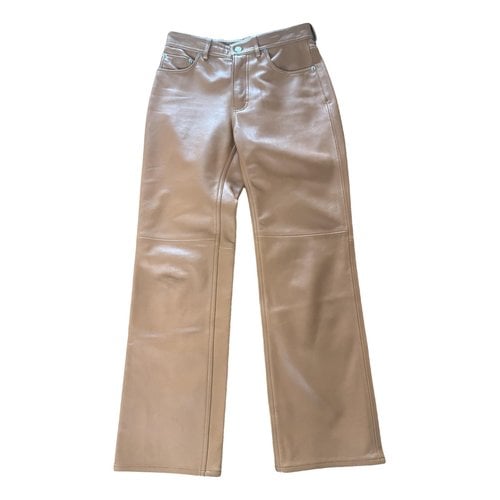 Pre-owned Acne Studios Leather Straight Pants In Camel