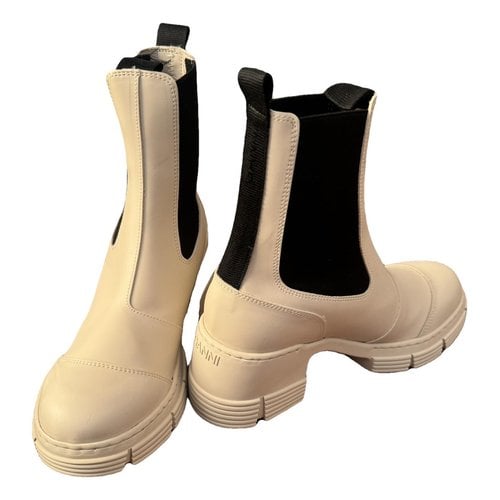 Pre-owned Ganni Boots In Beige