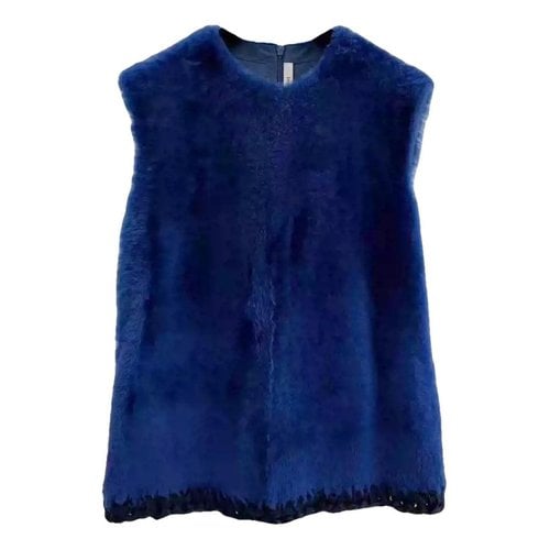 Pre-owned Celine Shearling Vest In Blue