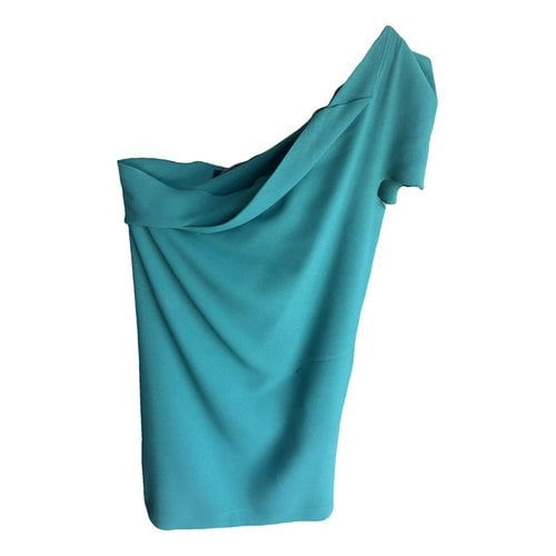 Pre-owned Roland Mouret Wool Mini Dress In Turquoise