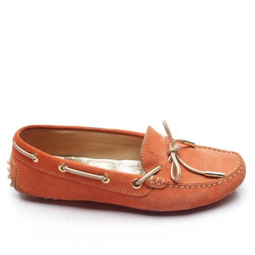 Pre-owned Tod's Leather Flats In Orange