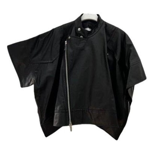 Pre-owned Sacai Leather Biker Jacket In Black