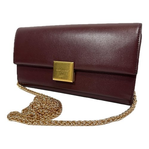 Pre-owned Saint Laurent Leather Wallet In Burgundy
