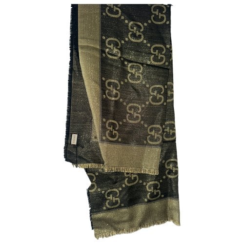 Pre-owned Gucci Wool Scarf In Gold