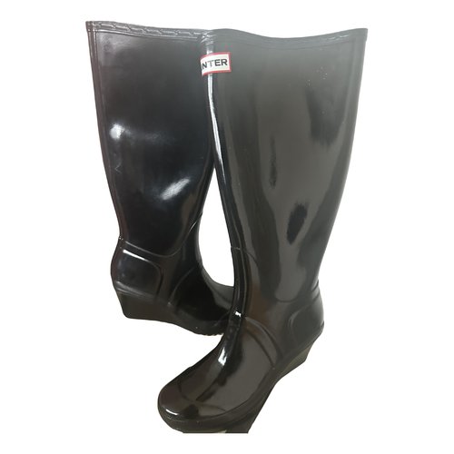 Pre-owned Hunter Wellington Boots In Black