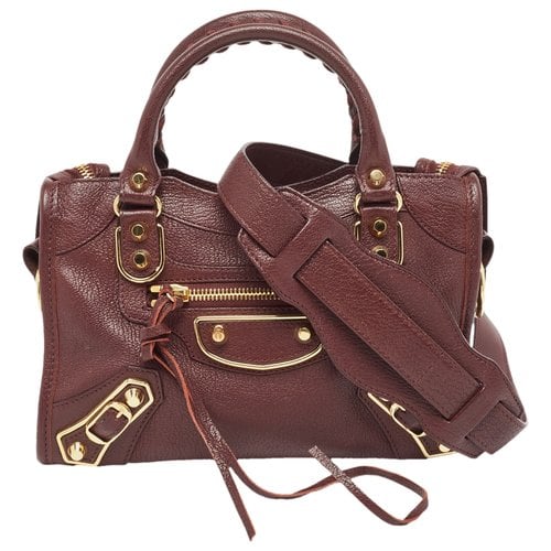 Pre-owned Balenciaga Leather Tote In Burgundy