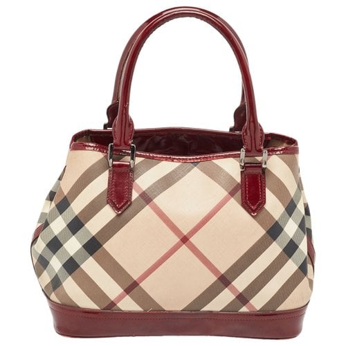 Pre-owned Burberry Patent Leather Tote In Burgundy