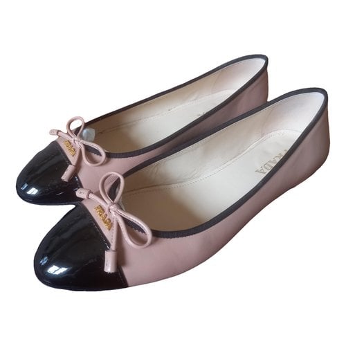 Pre-owned Prada Leather Ballet Flats In Pink