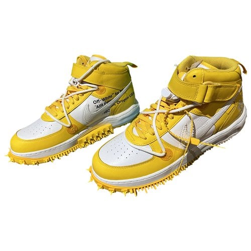 Pre-owned Nike X Off-white Leather High Trainers In Yellow
