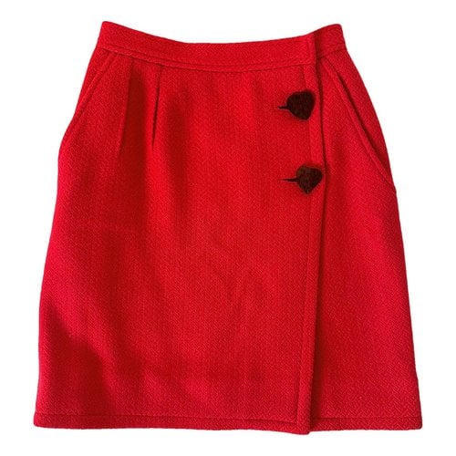 Pre-owned Saint Laurent Wool Mini Skirt In Red