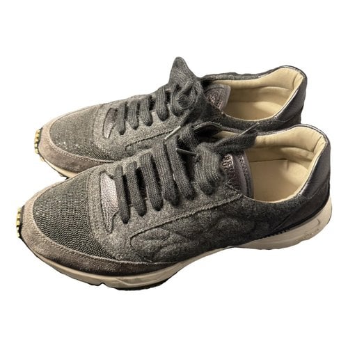 Pre-owned Brunello Cucinelli Leather Trainers In Anthracite
