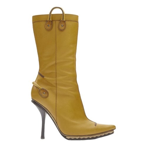 Pre-owned Dsquared2 Leather Boots In Yellow