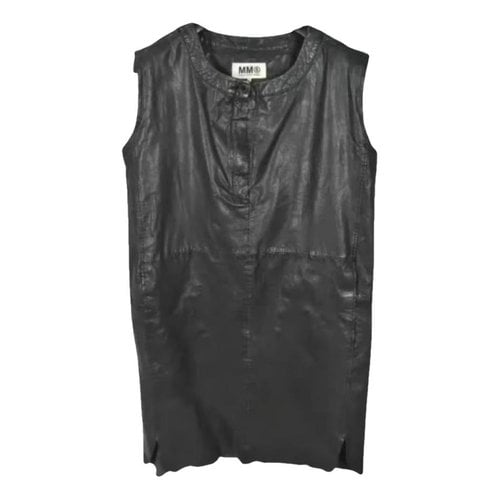 Pre-owned Mm6 Maison Margiela Leather Mid-length Dress In Black
