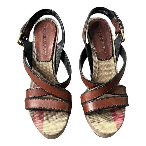 Pre-owned Burberry Leather Espadrilles In Brown