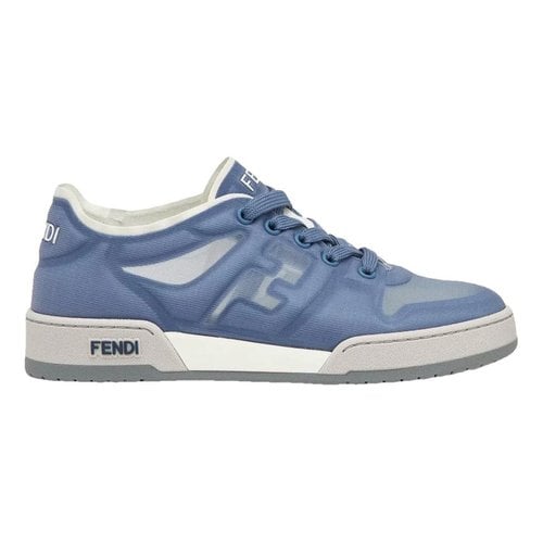 Pre-owned Fendi Match Cloth Trainers In Navy