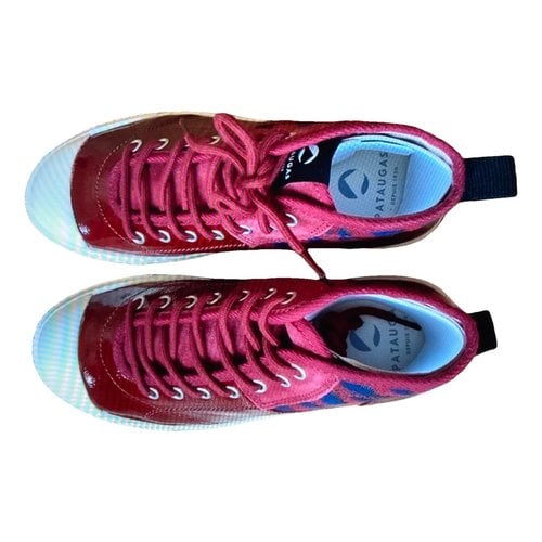 Pre-owned Pataugas Leather Trainers In Burgundy