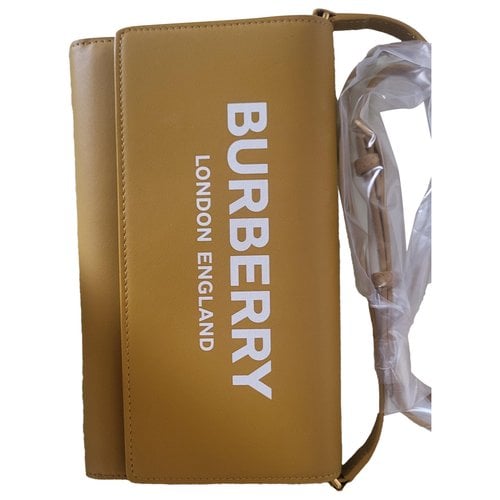 Pre-owned Burberry Leather Clutch Bag In Yellow