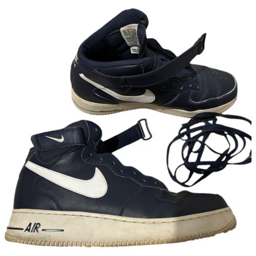 Pre-owned Nike Air Force 1 Leather Trainers In Blue