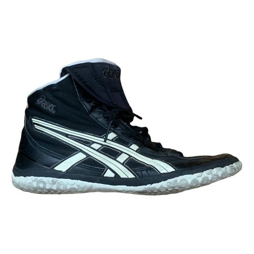 Pre-owned Asics Vegan Leather Trainers In Black