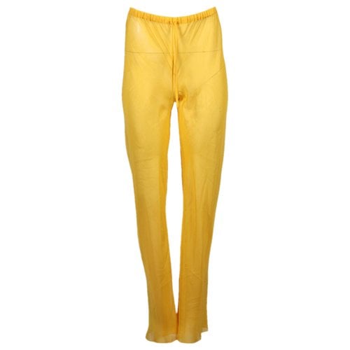 Pre-owned Silk Laundry Silk Trousers In Yellow