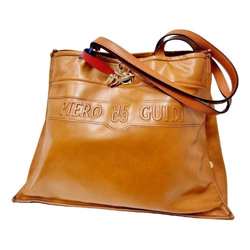 Pre-owned Piero Guidi Vinyl Handbag In Brown