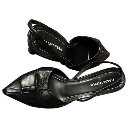 Pre-owned Halmanera Leather Sandals In Black