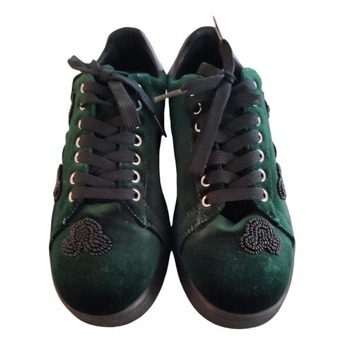 Pre-owned Moa Master Of Arts Velvet Trainers In Green