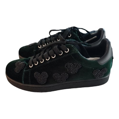 Pre-owned Moa Master Of Arts Velvet Trainers In Green