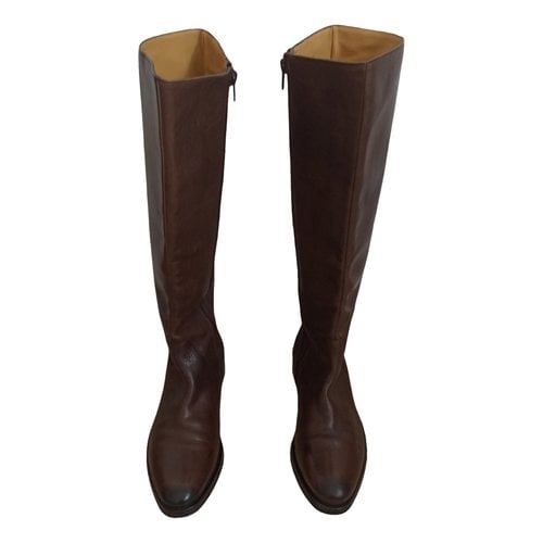 Pre-owned Melvin & Hamilton Leather Wellington Boots In Brown