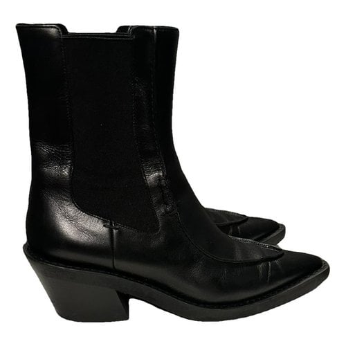 Pre-owned Khaite Leather Biker Boots In Black
