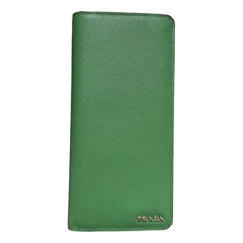Pre-owned Prada Leather Wallet In Green