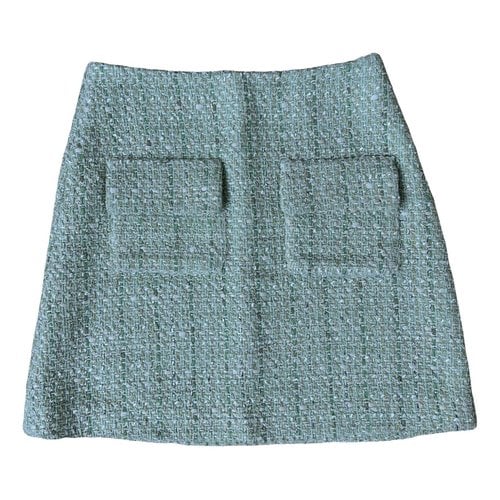 Pre-owned Maje Tweed Mini Skirt In Green