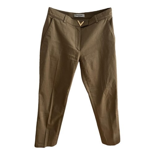 Pre-owned Valentino Cloth Trousers In Beige