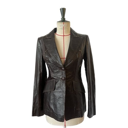 Pre-owned Plein Sud Leather Jacket In Brown
