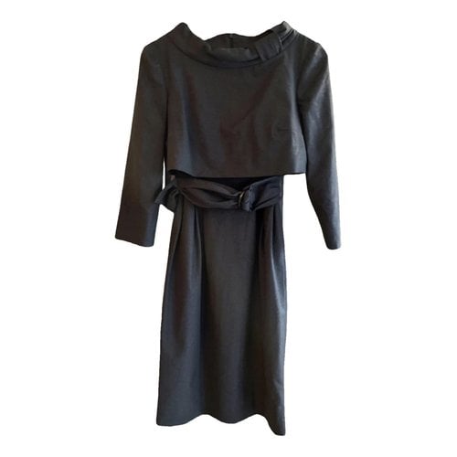 Pre-owned Armani Collezioni Wool Mid-length Dress In Anthracite