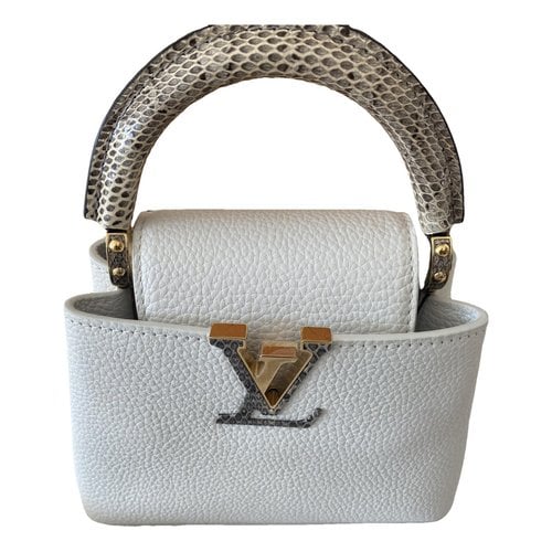 Pre-owned Louis Vuitton Capucines Python Handbag In White