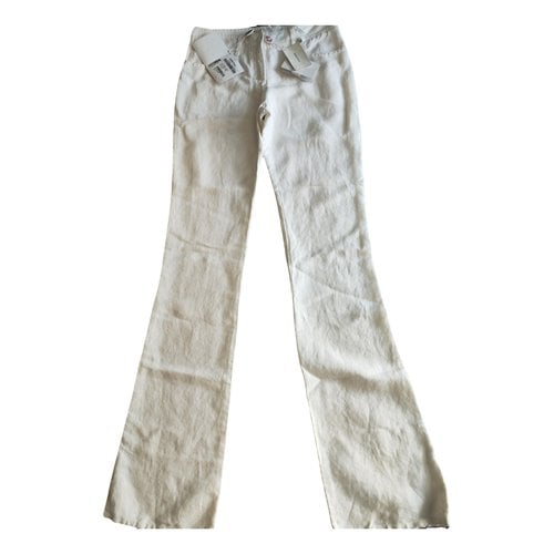 Pre-owned Emilio Pucci Linen Straight Pants In White