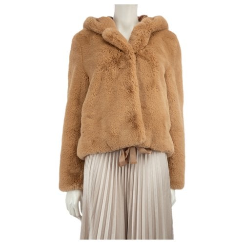 Pre-owned Sandro Faux Fur Jacket In Camel
