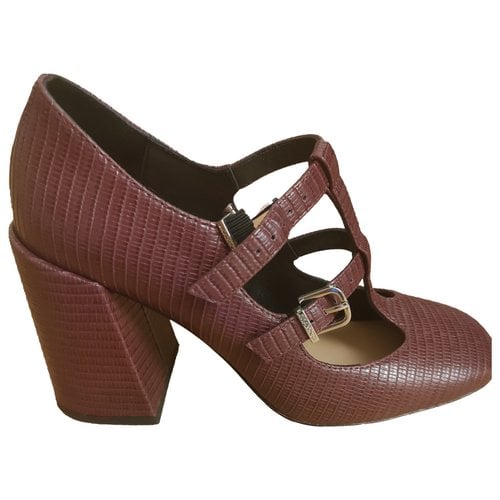 Pre-owned Max & Co Leather Heels In Burgundy